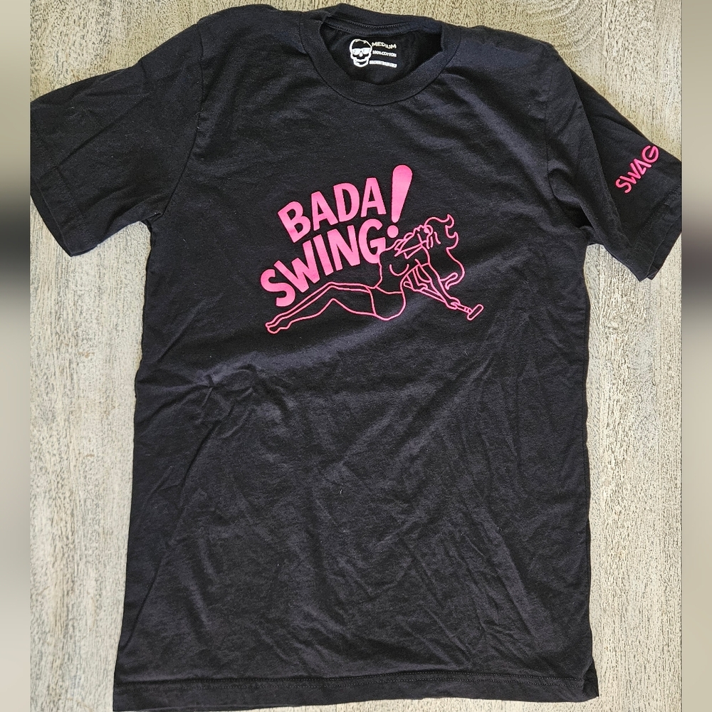 Swag Golf Black T-Shirt with Pink Graphic